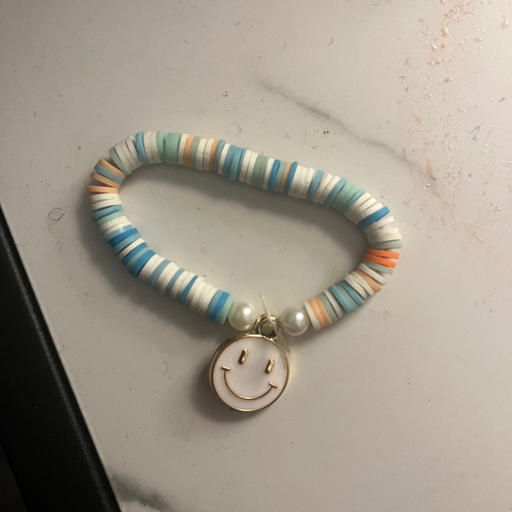 Clay bead smiley face bracelet
